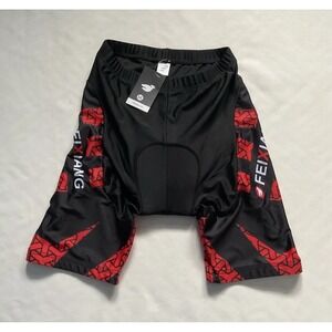 Fexiang Mens Cycling Short Padded‎ Mountain black Red Size M